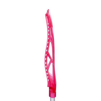 Nike Prime Elite goalie lacrosse head, unstrung, limited edition Hyperpink (Clear), side view of sidewall