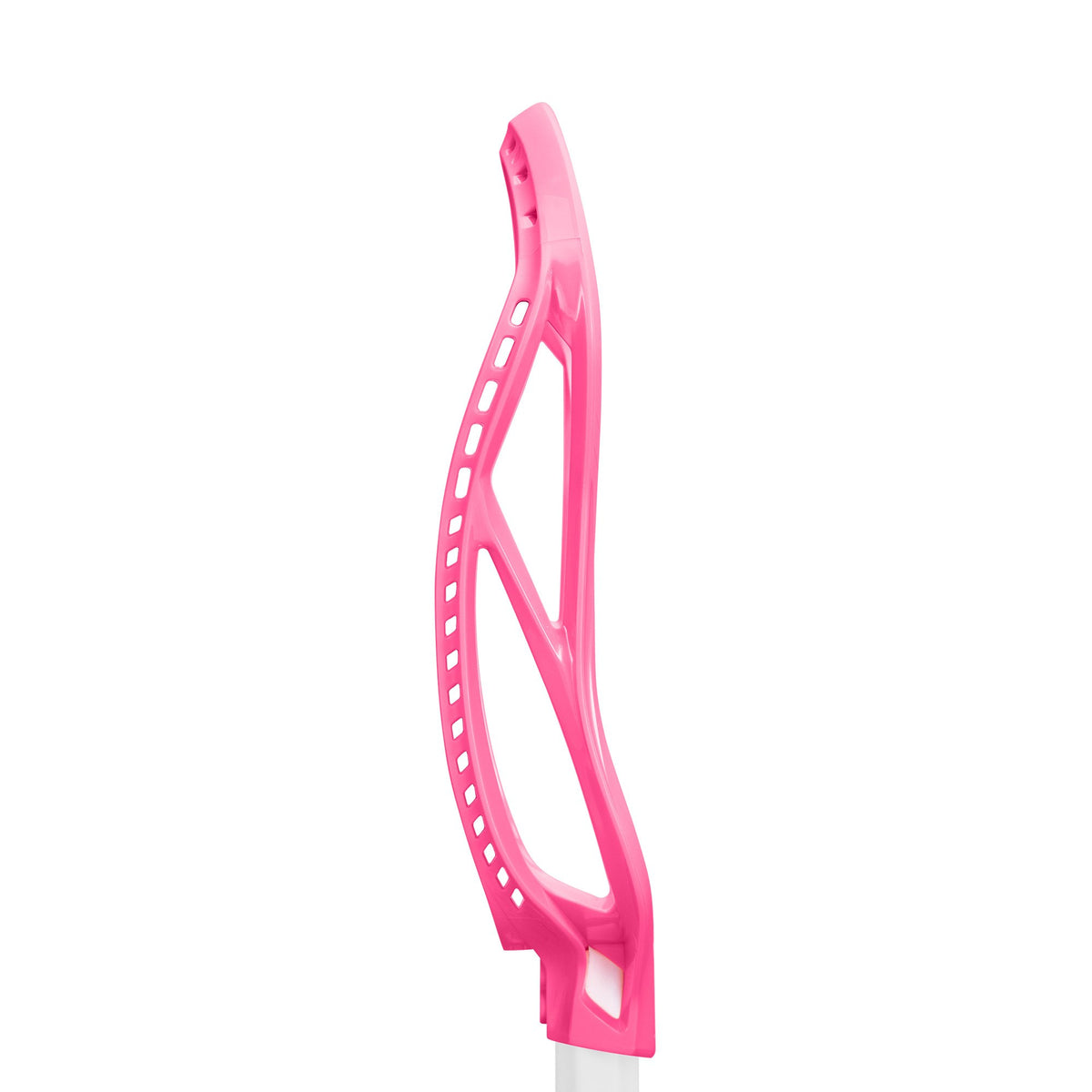 Nike Surge Elite lacrosse head, unstrung, limited edition Pink, side view of sidewall