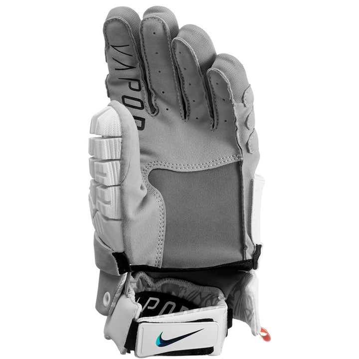 Nike Vapor Premier Men's Lacrosse Gloves in White - back view showing contoured cuff system - Sanderson Lacrosse