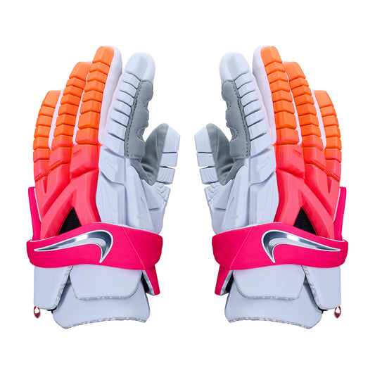Nike Vapor Premier Men’s Lacrosse Gloves – White, Black & Sunset LE