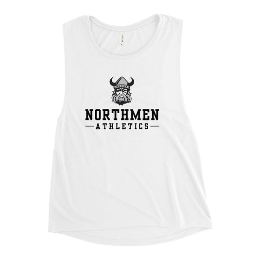 Northmen Athletics Ladies' Muscle Tank in White - front view - Sanderson Lacrosse