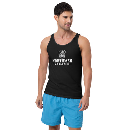Northmen Athletics Men's Tank Top in Black - front detail view - Sanderson Lacrosse