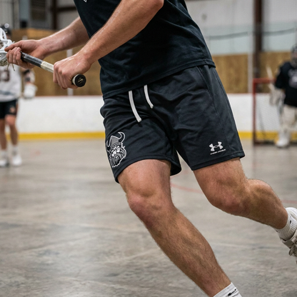 Orangeville Northmen Under Armour Box Lacrosse Game Shorts – Black – Sr & Yth – back view – Sanderson Lacrosse
