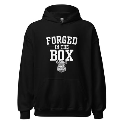 Northmen Forged In The Box Unisex Heavier Hoodie in Black - front view - Sanderson Lacrosse