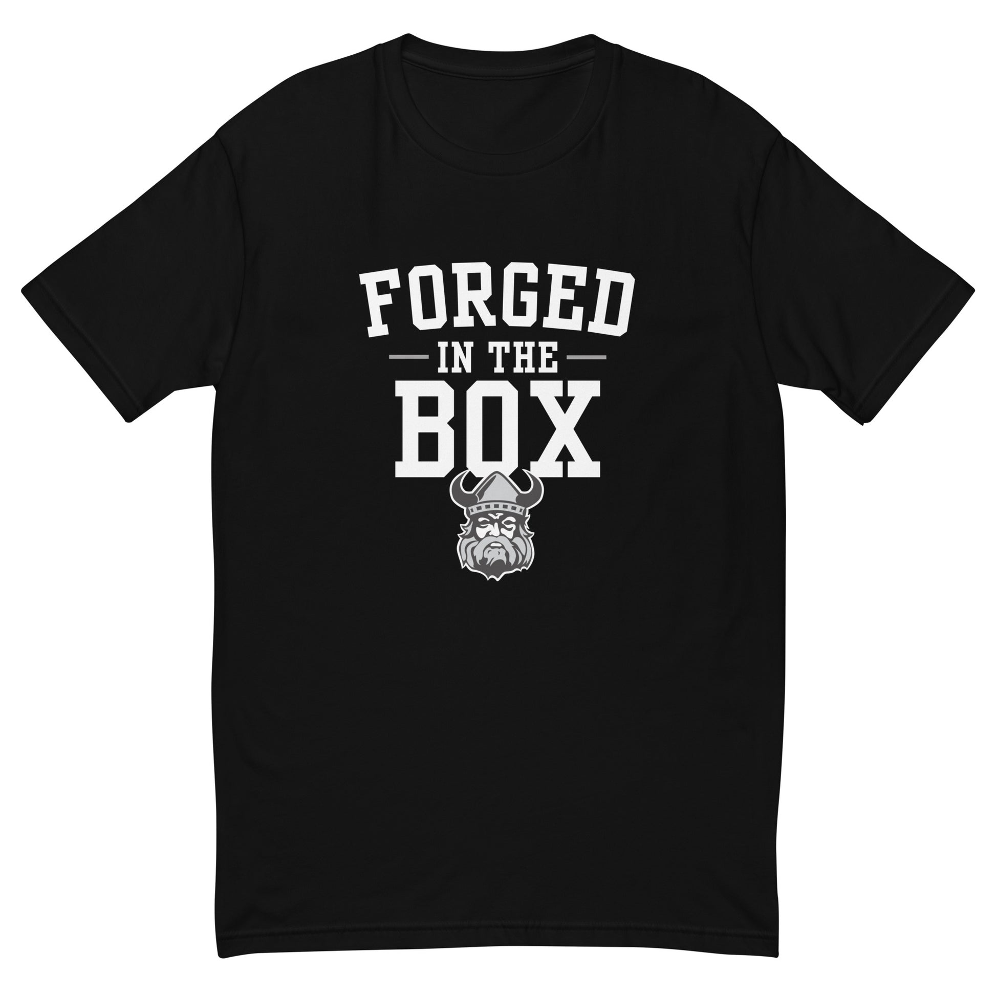 Northmen Forged In The Box Short Sleeve T-Shirt in Black - front detail view - Sanderson Lacrosse