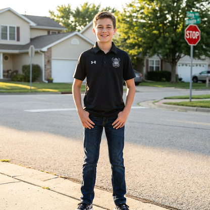 Northmen Lacrosse Golf Shirt Black – Youth – view 6 – Sanderson Lacrosse