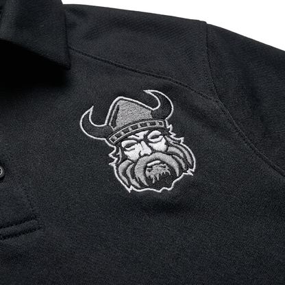 Northmen Lacrosse Golf Shirt Black – Youth – detail view – Sanderson Lacrosse