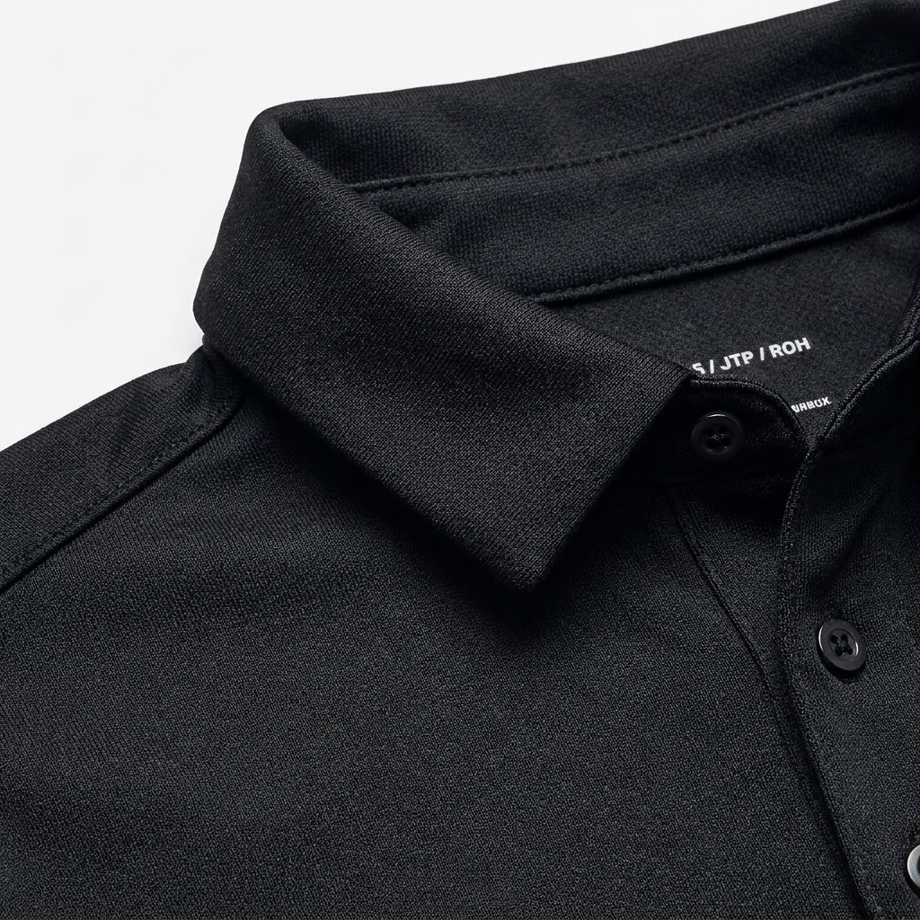Northmen Lacrosse Golf Shirt Black – Youth – back view – Sanderson Lacrosse