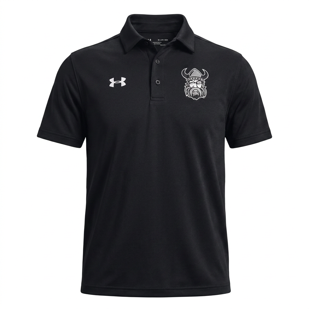 Northmen Lacrosse Golf Shirt Black – Youth – front view – Sanderson Lacrosse