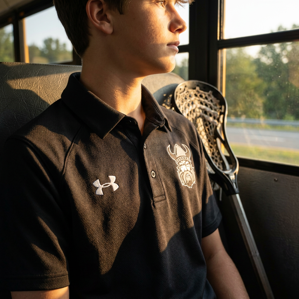 Northmen Lacrosse Golf Shirt Black – Youth – view 7 – Sanderson Lacrosse