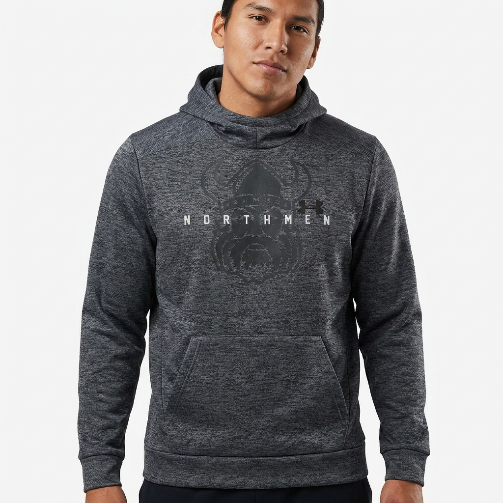 Northmen Lacrosse Under Armour Hoodie Grey on Grey – on model