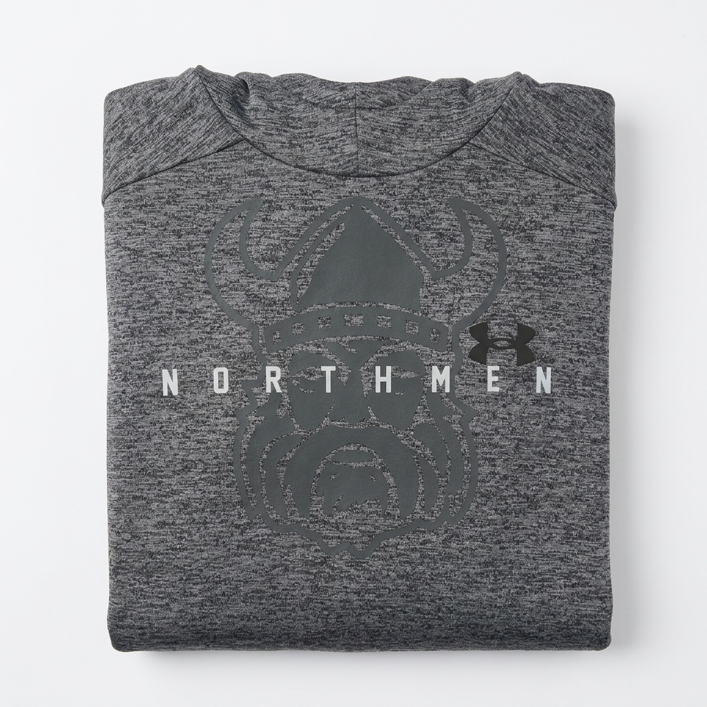 Northmen Lacrosse Under Armour Hoodie Grey on Grey – flat lay