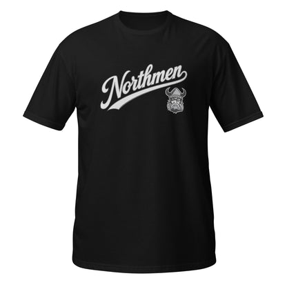 Northmen Script Short-Sleeve Unisex T-Shirt in Black - front view - Sanderson Lacrosse