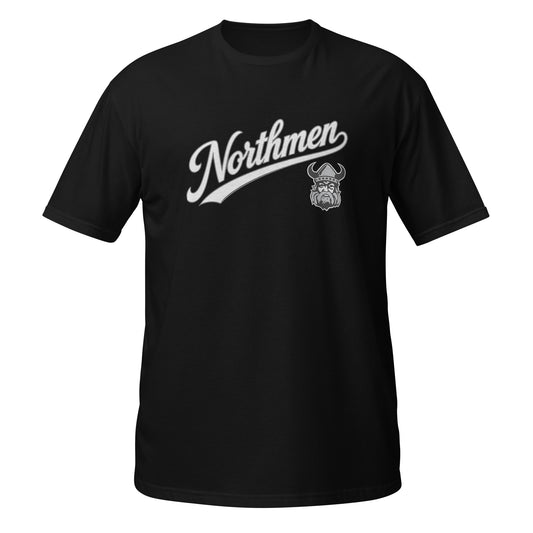 Northmen Script Short-Sleeve Unisex T-Shirt in Black - front view - Sanderson Lacrosse