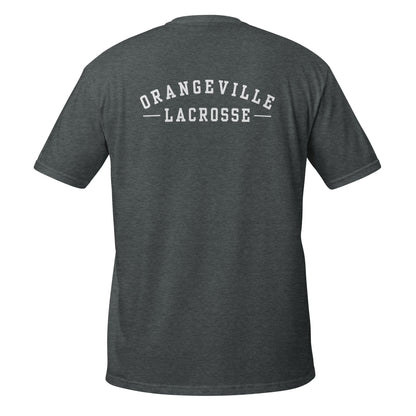 Northmen Script Short-Sleeve Unisex T-Shirt in Dark Heather - back view - Sanderson Lacrosse
