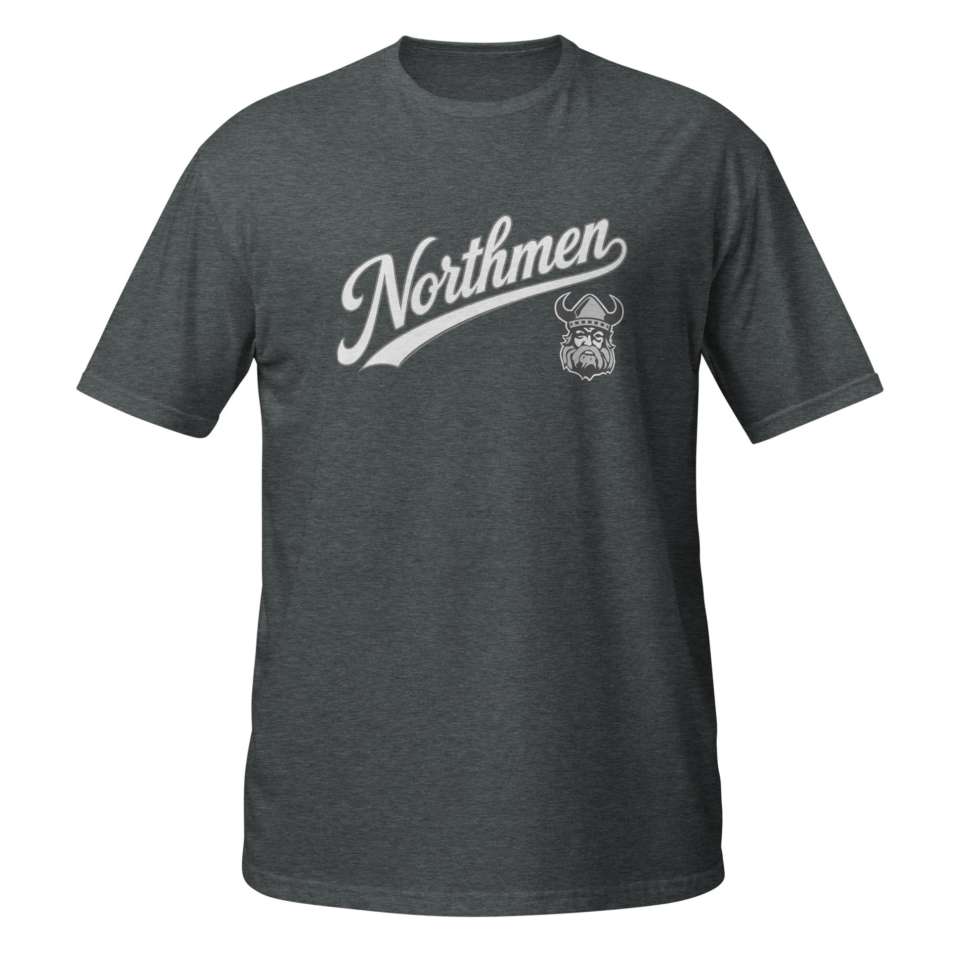 Northmen Script Short-Sleeve Unisex T-Shirt in Dark Heather - front view - Sanderson Lacrosse