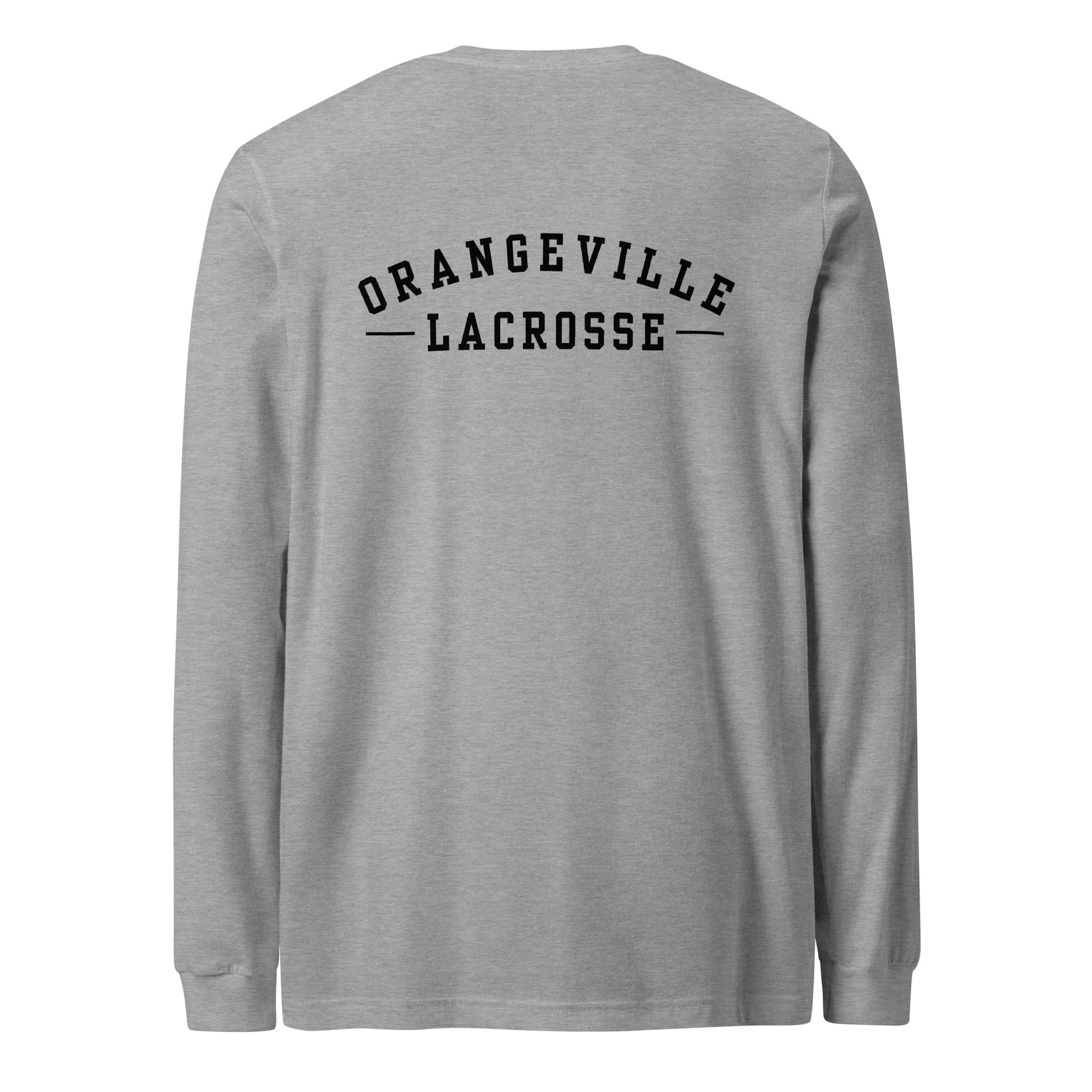 Northmen Script Unisex Long Sleeve Tee in Athletic Heather - back view - Sanderson Lacrosse