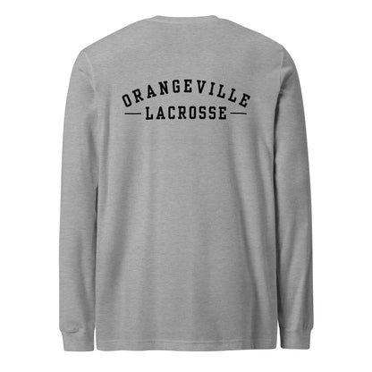 Northmen Script Unisex Long Sleeve Tee in Athletic Heather - back view - Sanderson Lacrosse