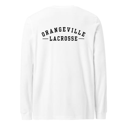 Northmen Script Unisex Long Sleeve Tee in White - back view - Sanderson Lacrosse