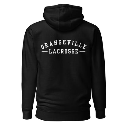 Northmen Script Unisex Pullover Hoodie in Black - back view - Sanderson Lacrosse