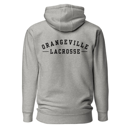 Northmen Script Unisex Pullover Hoodie in Carbon Grey - back view - Sanderson Lacrosse