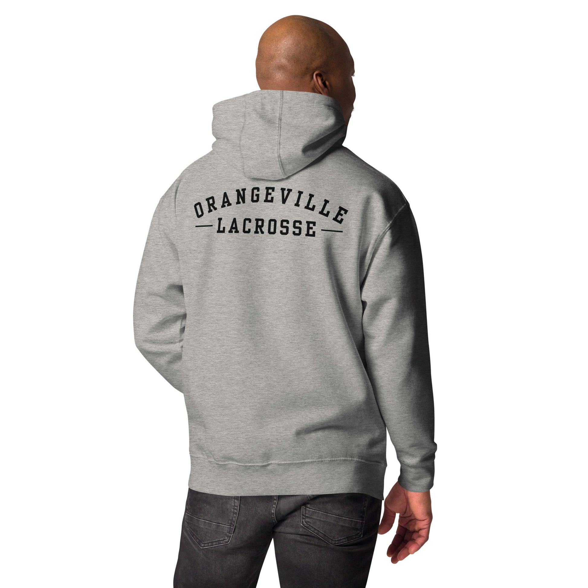 Northmen Script Unisex Pullover Hoodie in Carbon Grey - back detail view - Sanderson Lacrosse