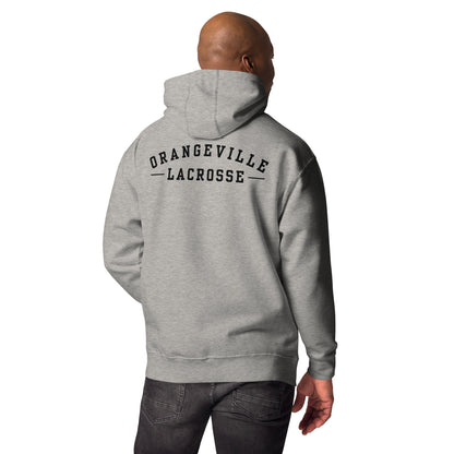 Northmen Script Unisex Pullover Hoodie in Carbon Grey - back detail view - Sanderson Lacrosse