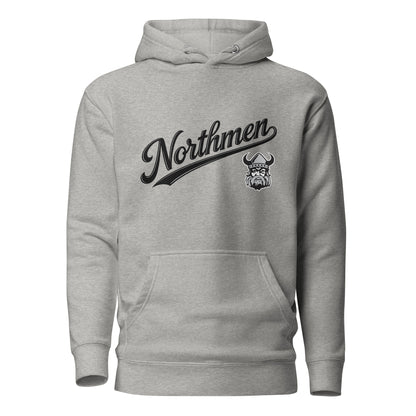 Northmen Script Unisex Pullover Hoodie in Carbon Grey - front view - Sanderson Lacrosse