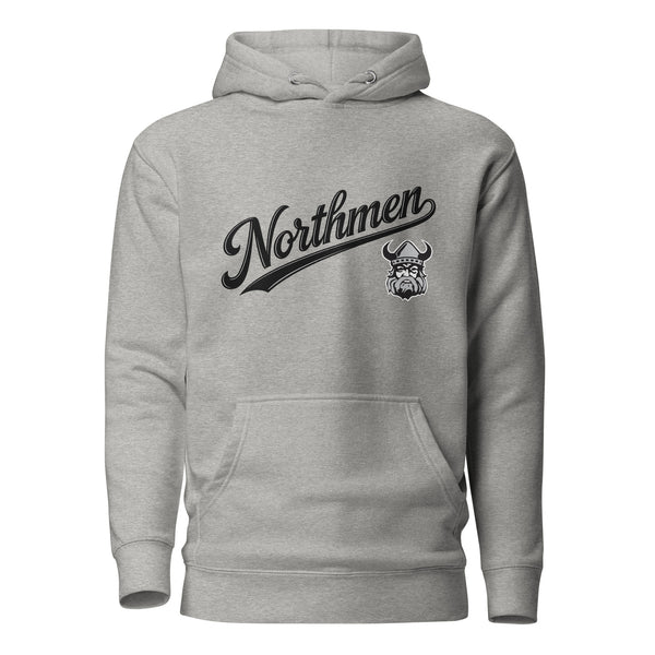 Northmen Script Unisex Pullover Hoodie in Carbon Grey - front view - Sanderson Lacrosse