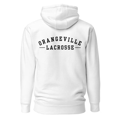 Northmen Script Unisex Pullover Hoodie in White - back view - Sanderson Lacrosse
