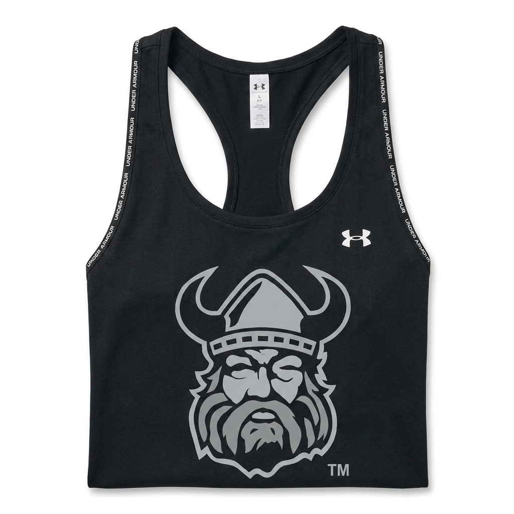 Northmen Lacrosse Viking Logo Women's Racerback Tank – Under Armour – flat lay