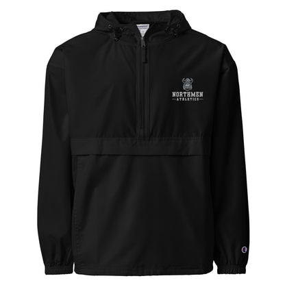 Orangeville Northmen Embroidered Champion Packable Jacket in Black - front view - Sanderson Lacrosse