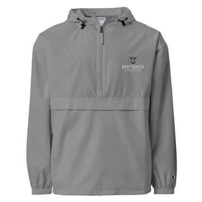 Orangeville Northmen Embroidered Champion Packable Jacket in Graphite - front view - Sanderson Lacrosse