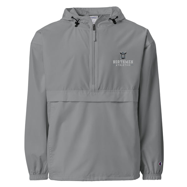 Orangeville Northmen Embroidered Champion Packable Jacket in Graphite - front view - Sanderson Lacrosse