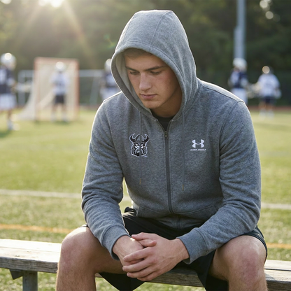 Orangeville Northmen Under Armour Full-Zip Hoodie – Grey – Embroidered Crest