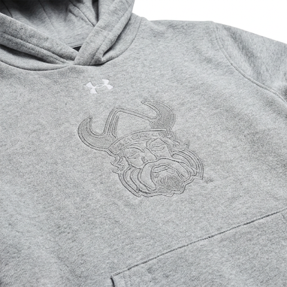 Orangeville Northmen Youth Hoodie – Grey on Grey – Team Crest Pullover Sweatshirt – detail