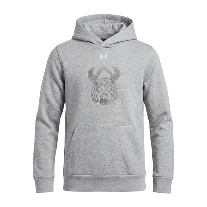 Orangeville Northmen Youth Hoodie – Grey on Grey – Team Crest Pullover Sweatshirt