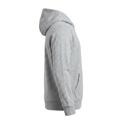 Orangeville Northmen Youth Hoodie – Grey on Grey – Team Crest Pullover Sweatshirt – side view