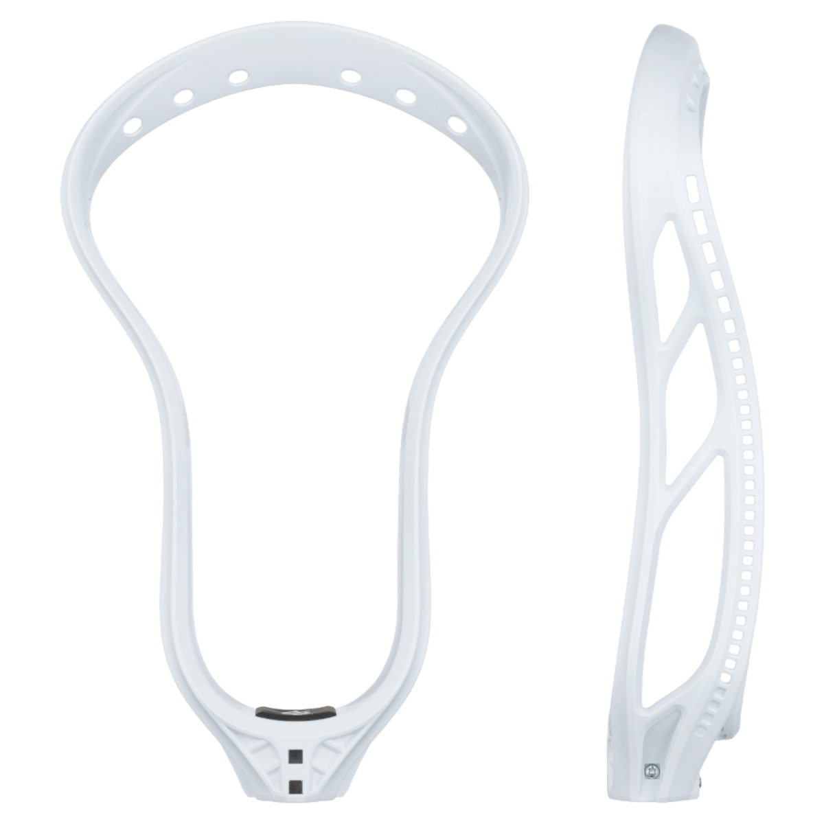 StringKing Mark 2F faceoff lacrosse head in white, unstrung front view