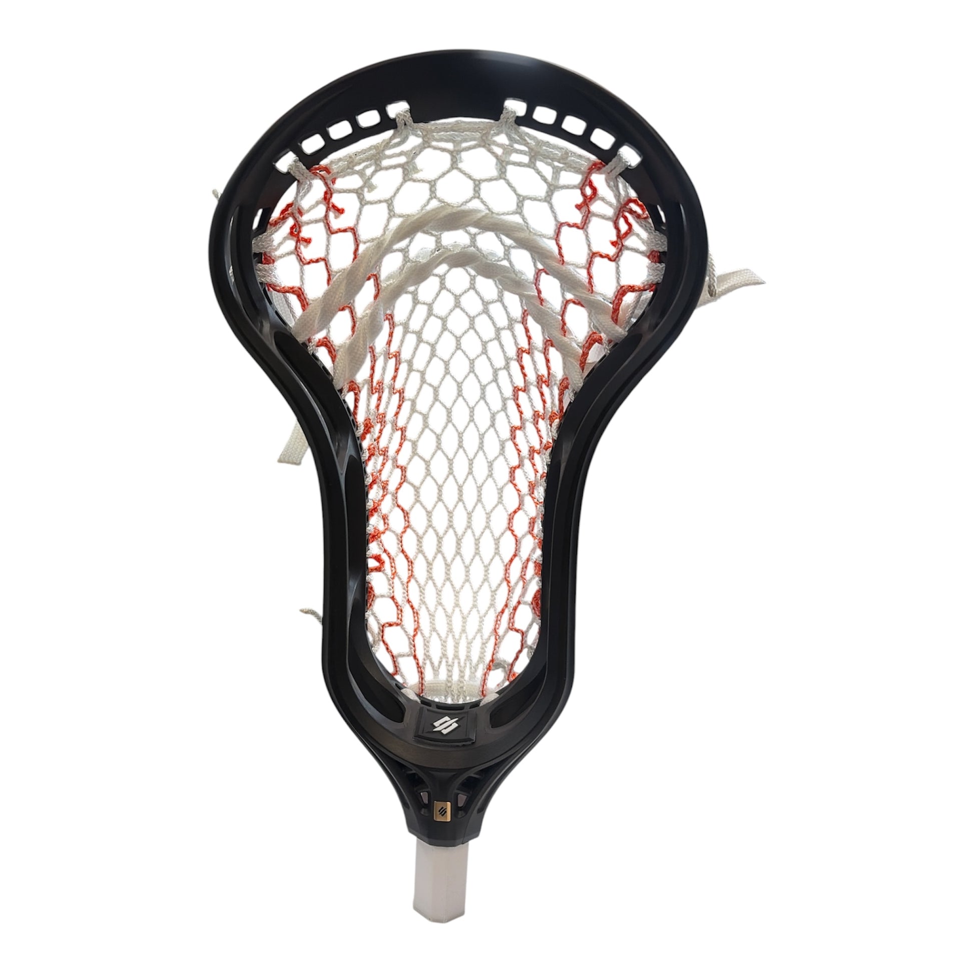 StringKing Mark 3A Lacrosse Head in Black, pre-strung with ECD Hero Orange Striker semi-soft mesh - Sanderson Lacrosse