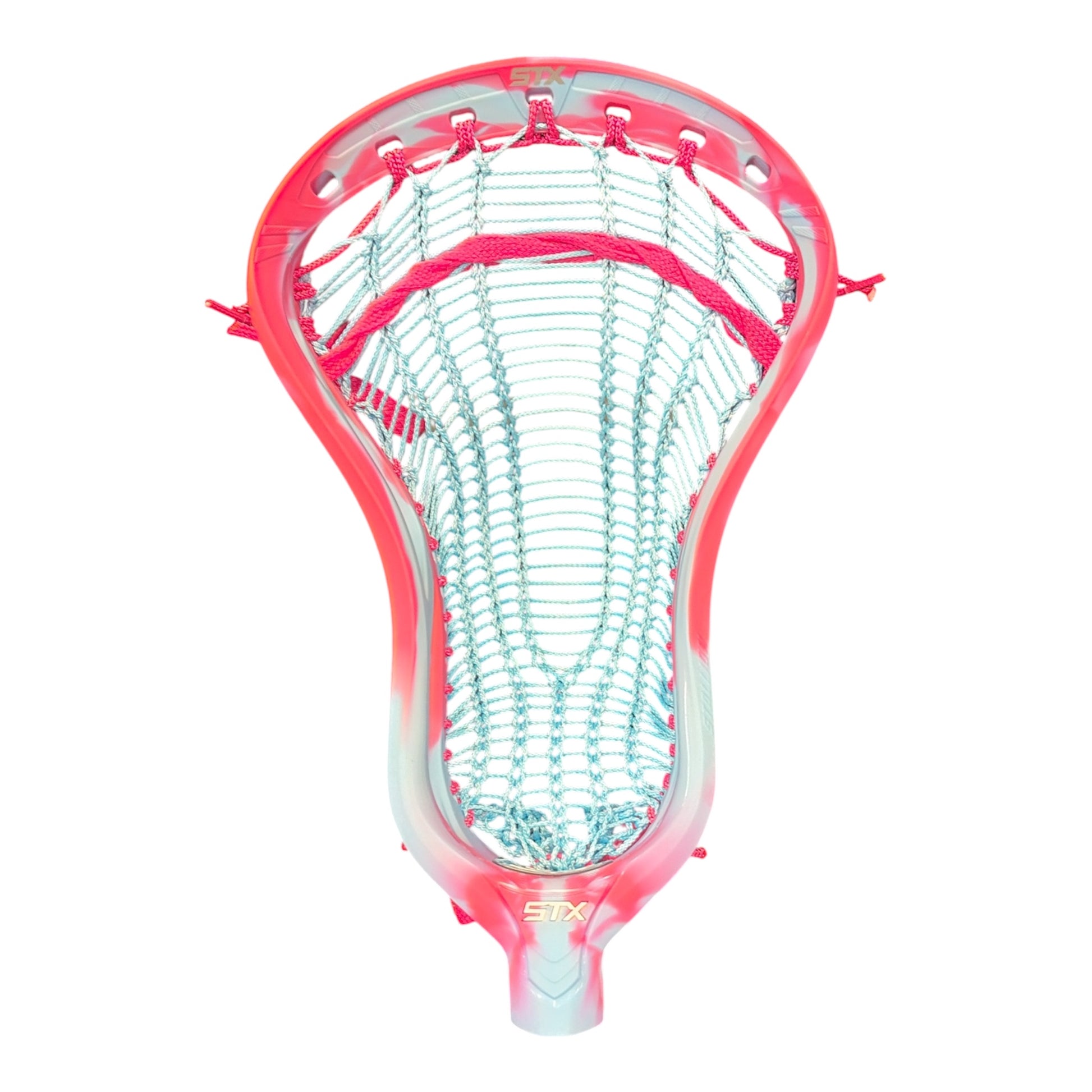 STX Stallion 1K lacrosse head in Cotton Candy, pre-strung with Armor Mamba mesh, for field attack and midfield