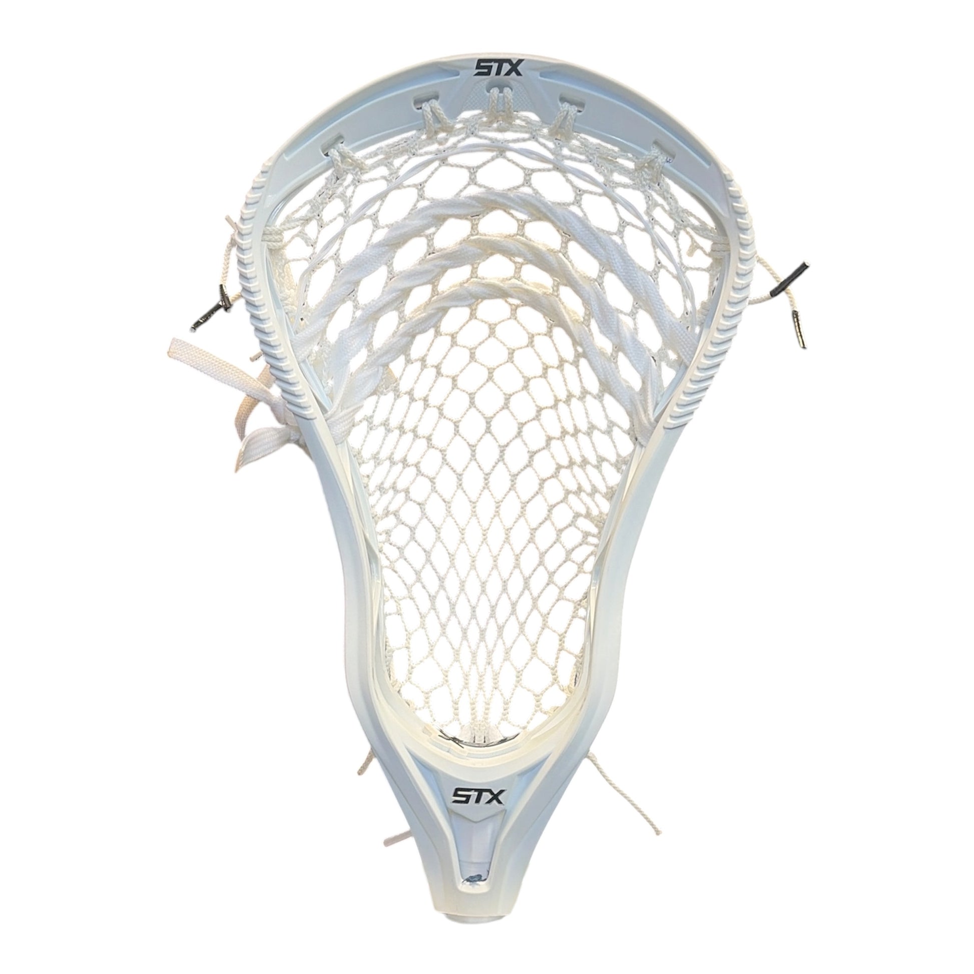 STX X20 Lacrosse Head in White, pre-strung with StringKing Type 5S semi-soft mesh - Sanderson Lacrosse