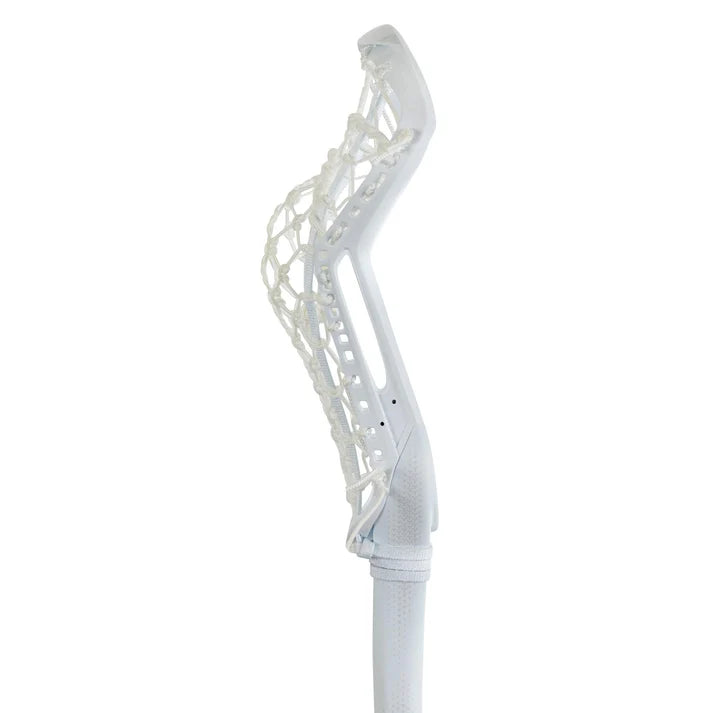 The STX Fuse Women’s One-Piece Lacrosse Stick by STX is shown upright with a netted pocket against a plain white background, designed for elite offensive players.