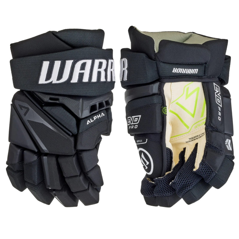 Warrior Alpha EVO senior hockey gloves in black