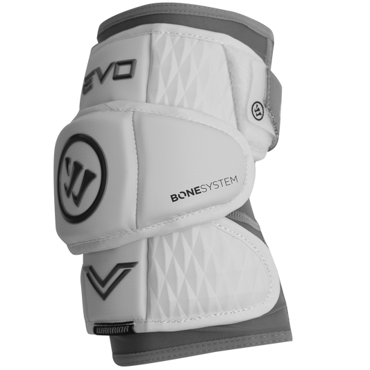 Side profile of Warrior EVO V elbow pad showing compression sleeve and straps