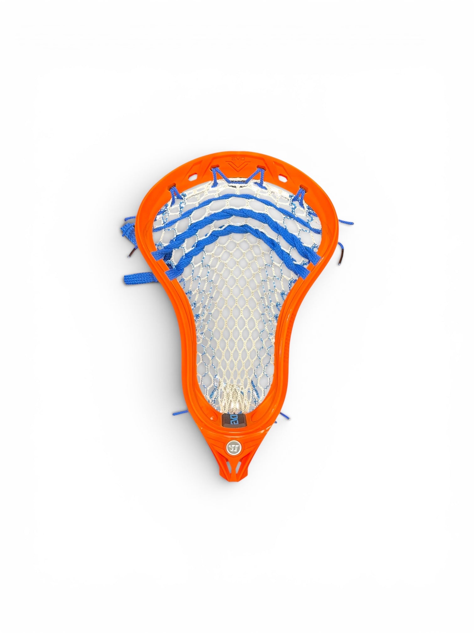 Warrior Evo V Lacrosse Head in Orange, custom strung with ECD Hero 4.0 soft mesh - Sanderson Lacrosse