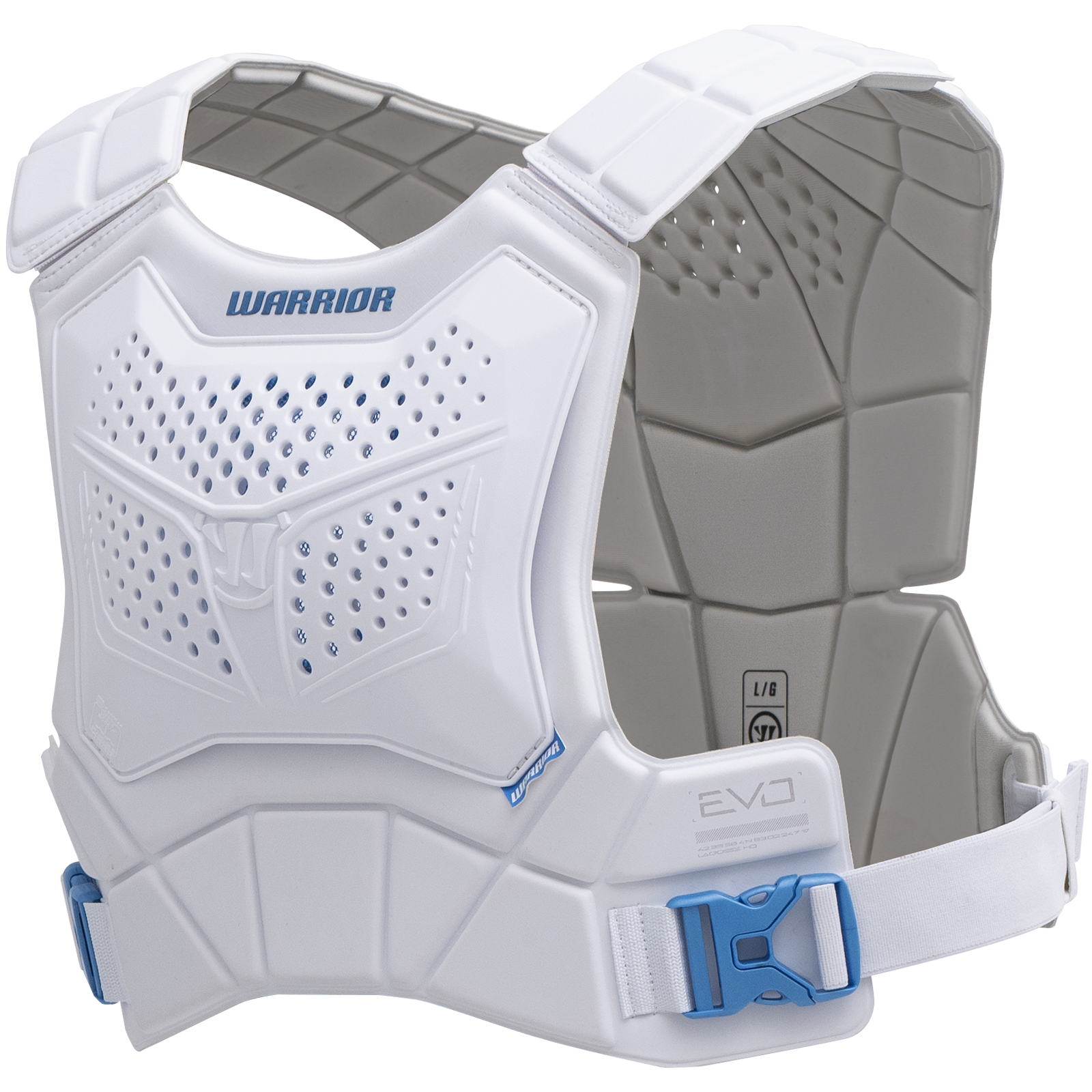 Warrior EVO V lacrosse shoulder pad liner angled view showing adjustable straps