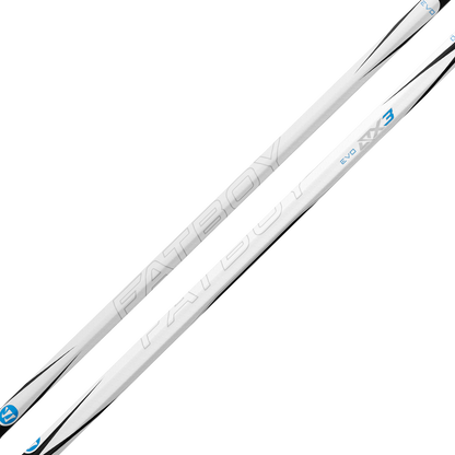 Warrior Fatboy Evo QX3 Lacrosse Shaft in White – graphic detail – Sanderson Lacrosse