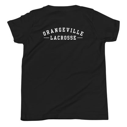 Youth Northmen Script Short Sleeve T-Shirt in Black - back view - Sanderson Lacrosse