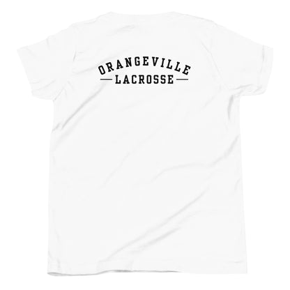 Youth Northmen Script Short Sleeve T-Shirt in White - back view - Sanderson Lacrosse